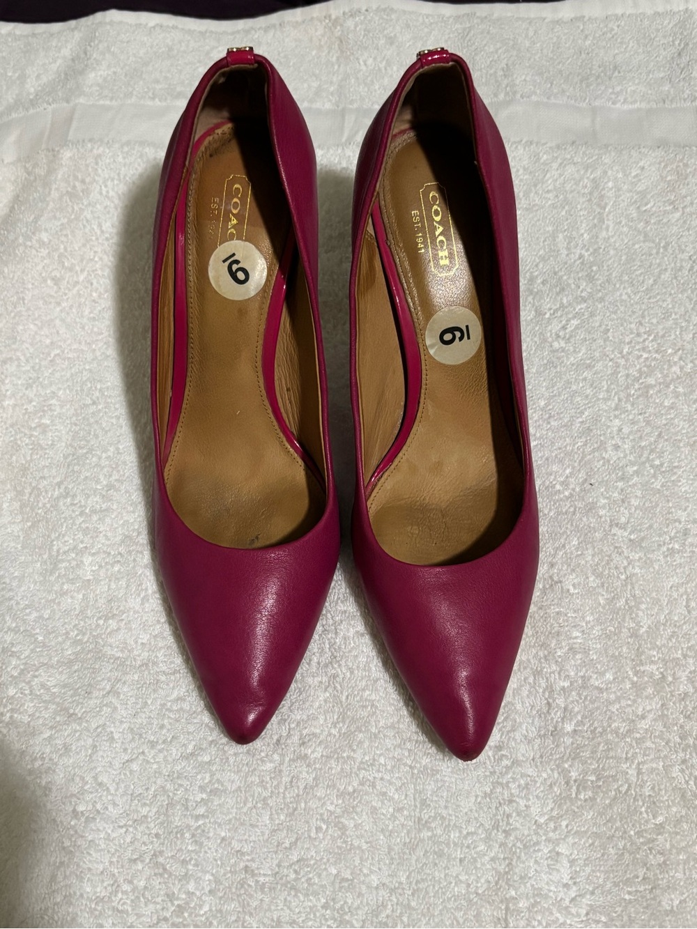 Coach Womens Plum Pointed-Toe Leather Pumps